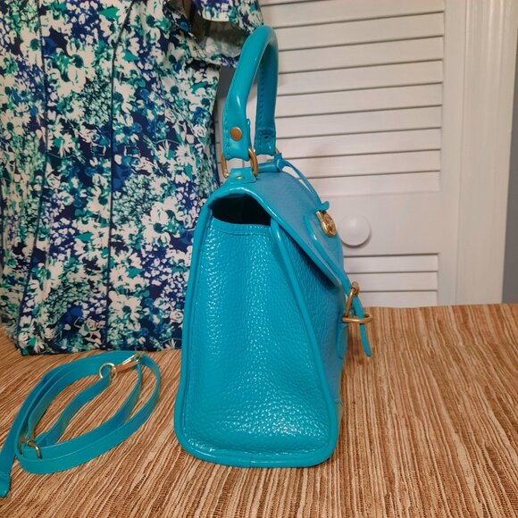 Dooney & Bourke Blue Carpet Bag Hand Painted Turquoise Crossbody Bag Vintage - Picture 9 of 16
